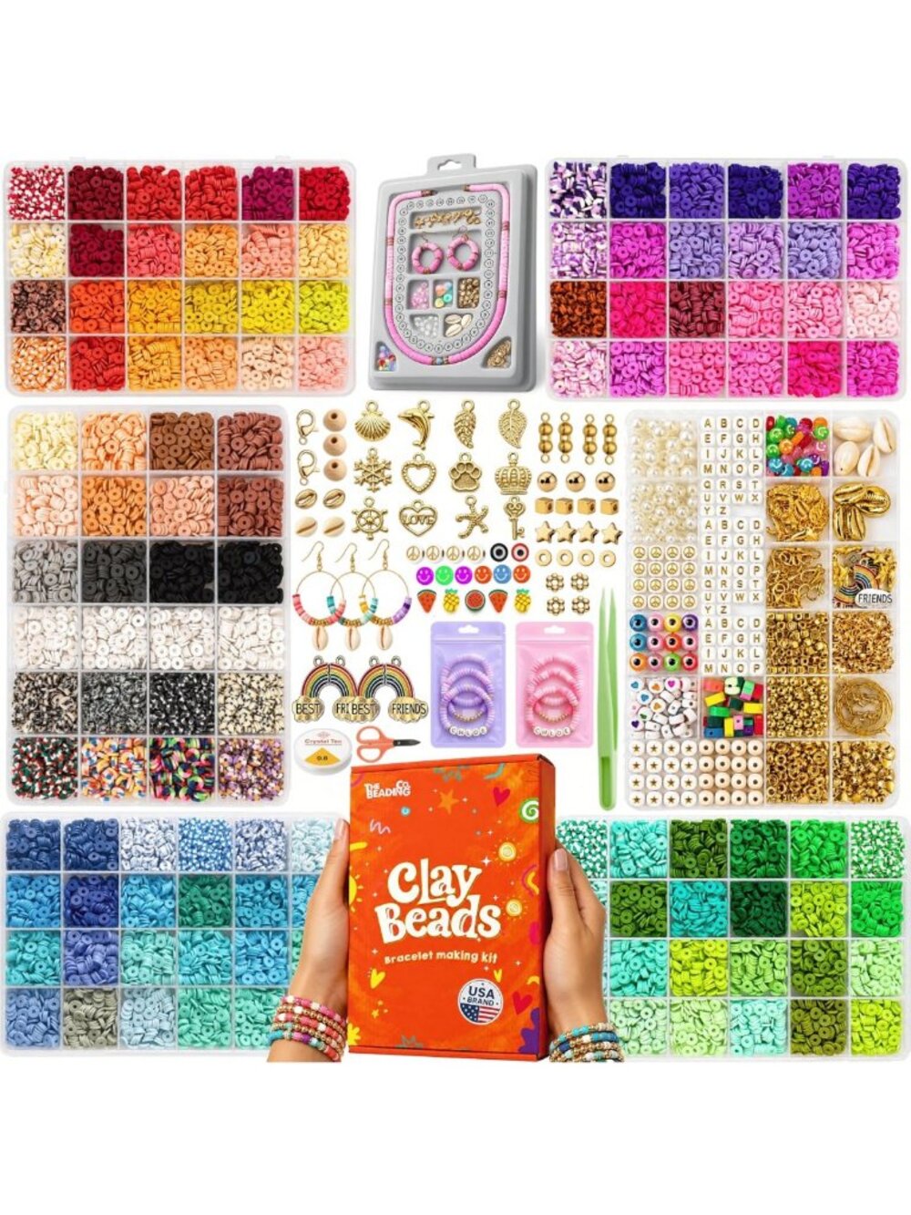 23000+ Clay Beads Jewelry Making Kit - 120 Colors, Heishi Beads & Charms for